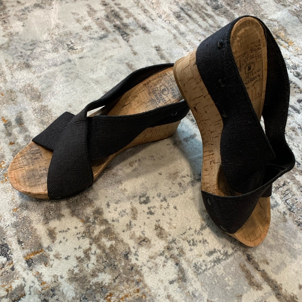 Lucky Brand - black wedge sandals
